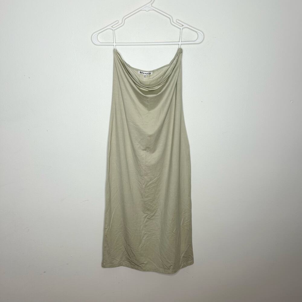 Reformation Galactic knit midi dress sage